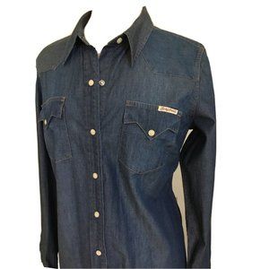 Lucky Brand  Blue Denim Pearl Snap Cotton Dress